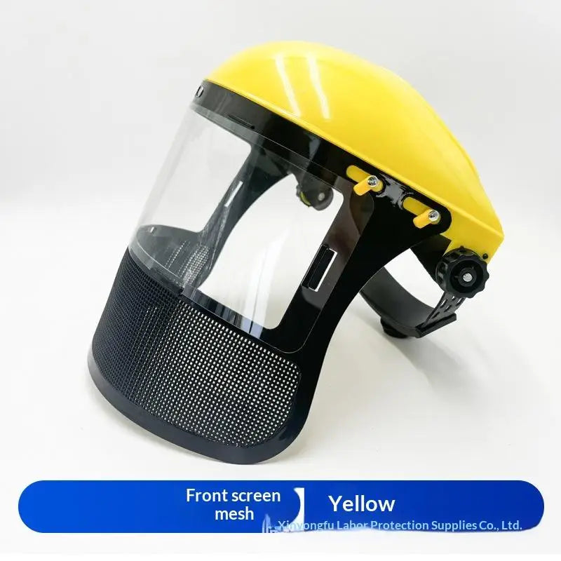 Safety Helmet Full Face Mesh Shield | Garden & Chainsaw Use Safety Helmet QXL Yellow