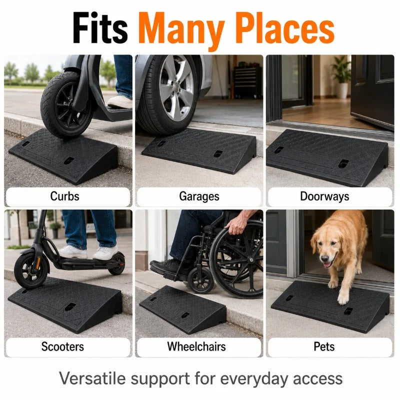 Portable Non-Slip Rubber Curb Ramp 3–10cm | Threshold Ramp Threshold Curb Ramp QXL