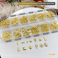 Christmas Nail Art Charms 12-Grid | Metal Xmas Sequins Set Nail Art Charms QXL Gold