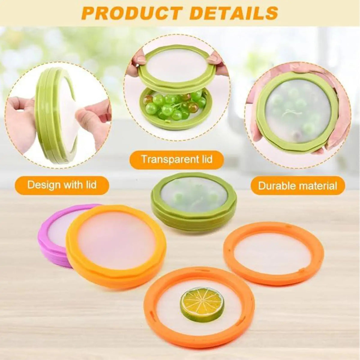 4-Pack Silicone Fruit & Vegetable Storage Containers Food Storage Container QXL