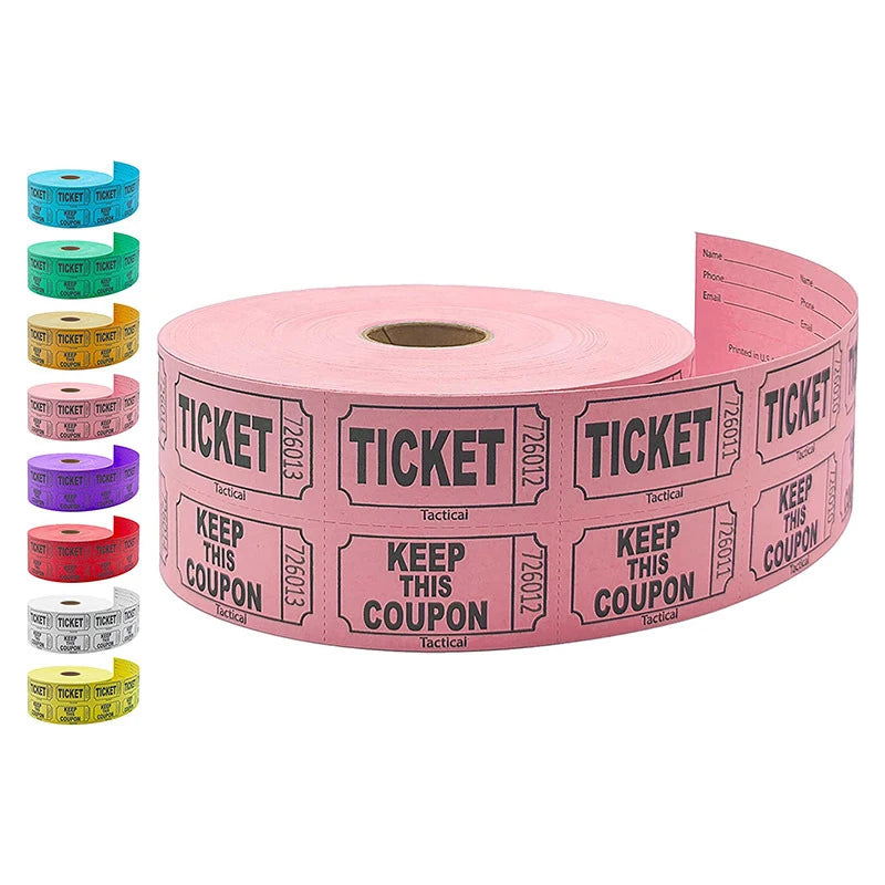 1000-Pc Colorful Raffle Tickets Double Roll | Events & Carnivals Raffle Ticket Roll QXL