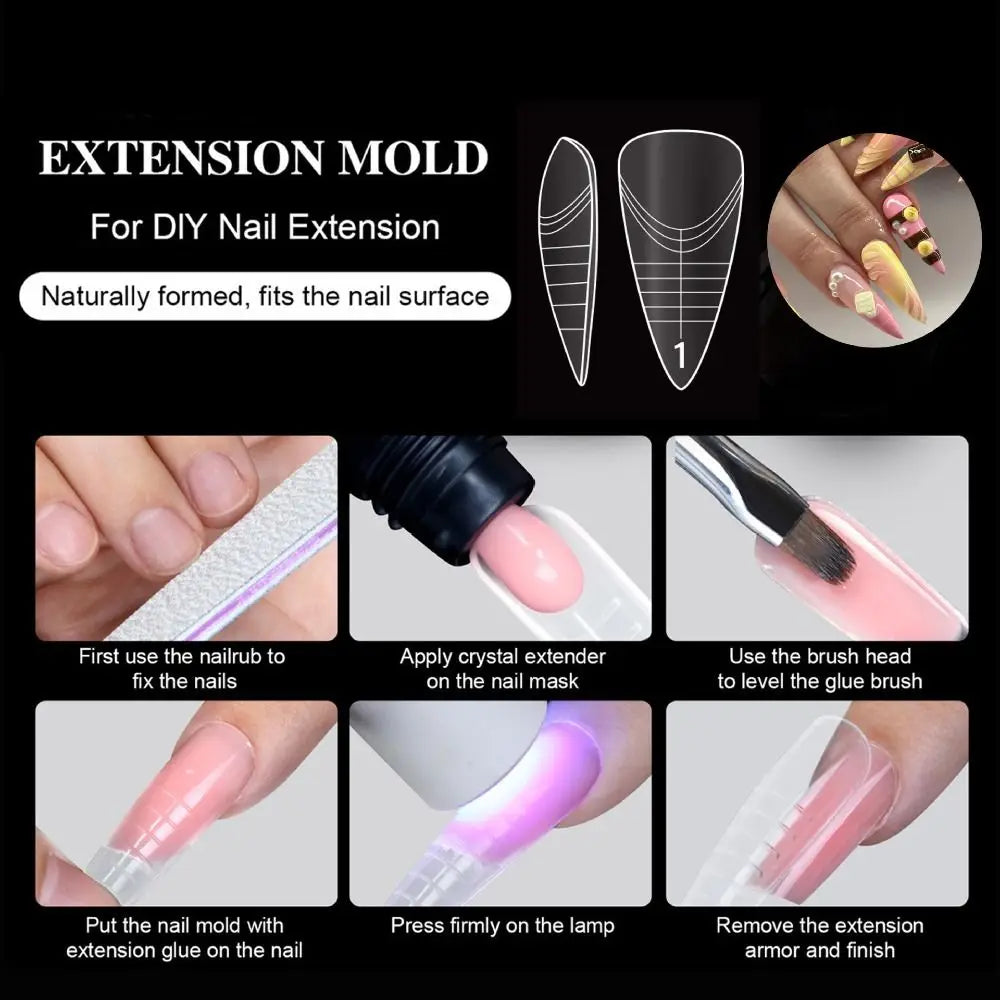 140-Pc French Nail Dual Form Molds | 14 Sizes, Reusable Nail Extension Molds QXL