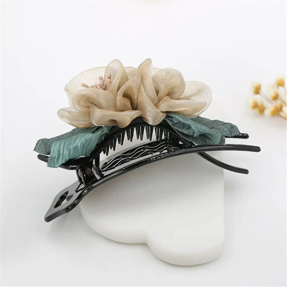 Fabric Flower Duckbill Hair Clip | Women's Elegant Barrette Hair Clip Barrette QXL