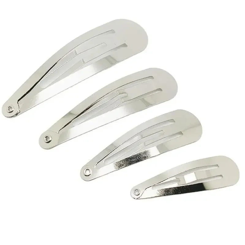 100-Pack Metal Snap Hair Clips 3–10cm | Silver & Black DIY Bows Snap Hair Clips QXL 8cm