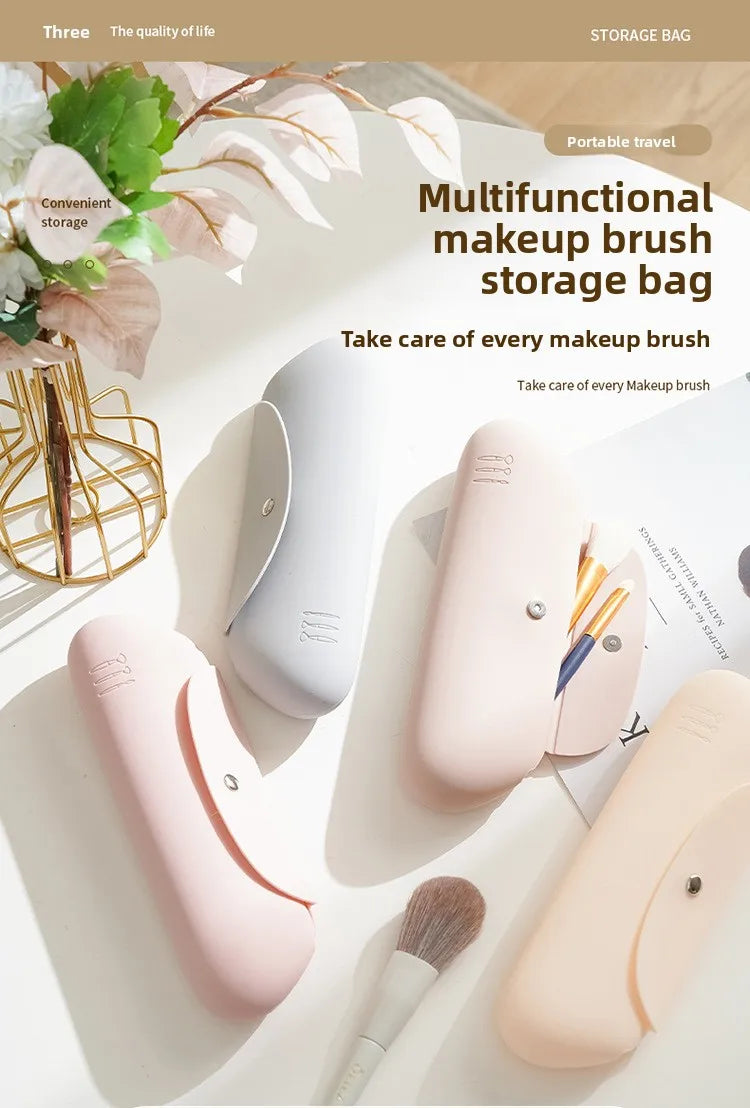 Silicone Travel Makeup Brush Holder | Waterproof Cosmetic Bag Makeup Brush Holder QXL