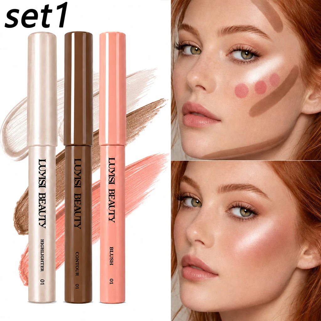 3-Piece Contour, Blush & Highlighter Makeup Pen Set Face Makeup Pen Set QXL set 1