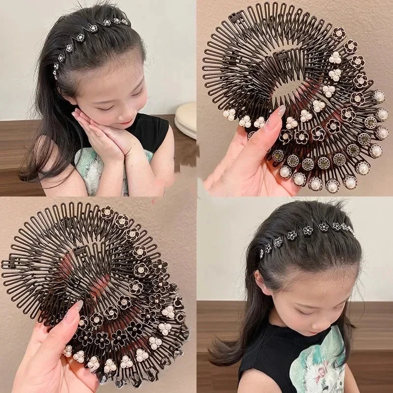Pearl Stretch Flexible Hair Hoop Comb Headband | Korean Style Hair Hoop Headband QXL