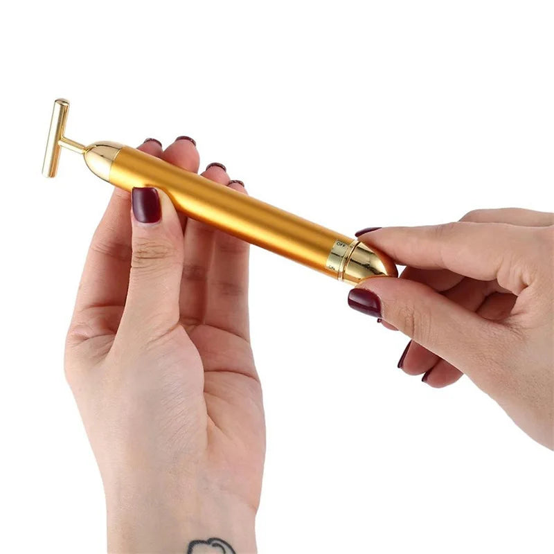 AVZER T-Bar Electric Gold Face Massager Stick Electric Face Massager QXL