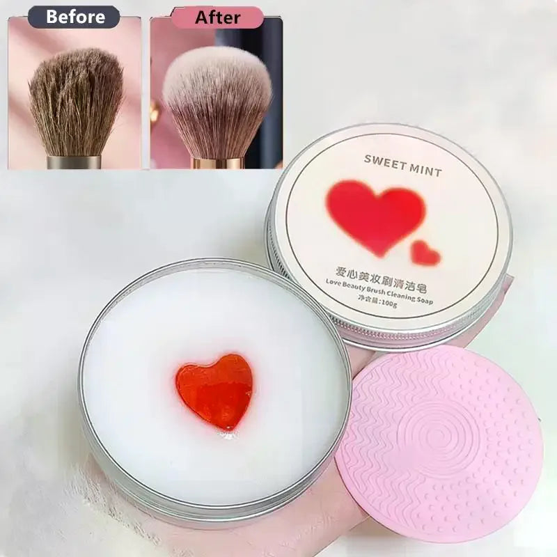 Makeup Brush Cleaning Soap with Silicone Pad | Portable Brush Cleaning Soap QXL
