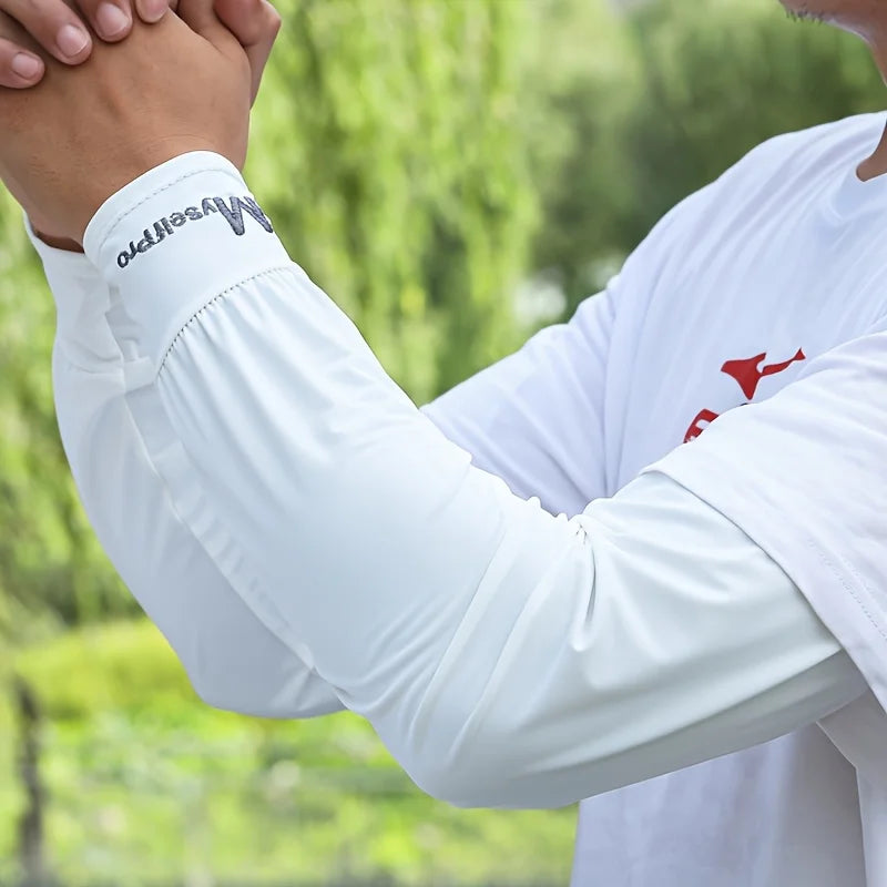 UPF 50+ Sun Protection Arm Sleeves | Cycling & Driving Unisex Sun Protection Arm Sleeves QXL White