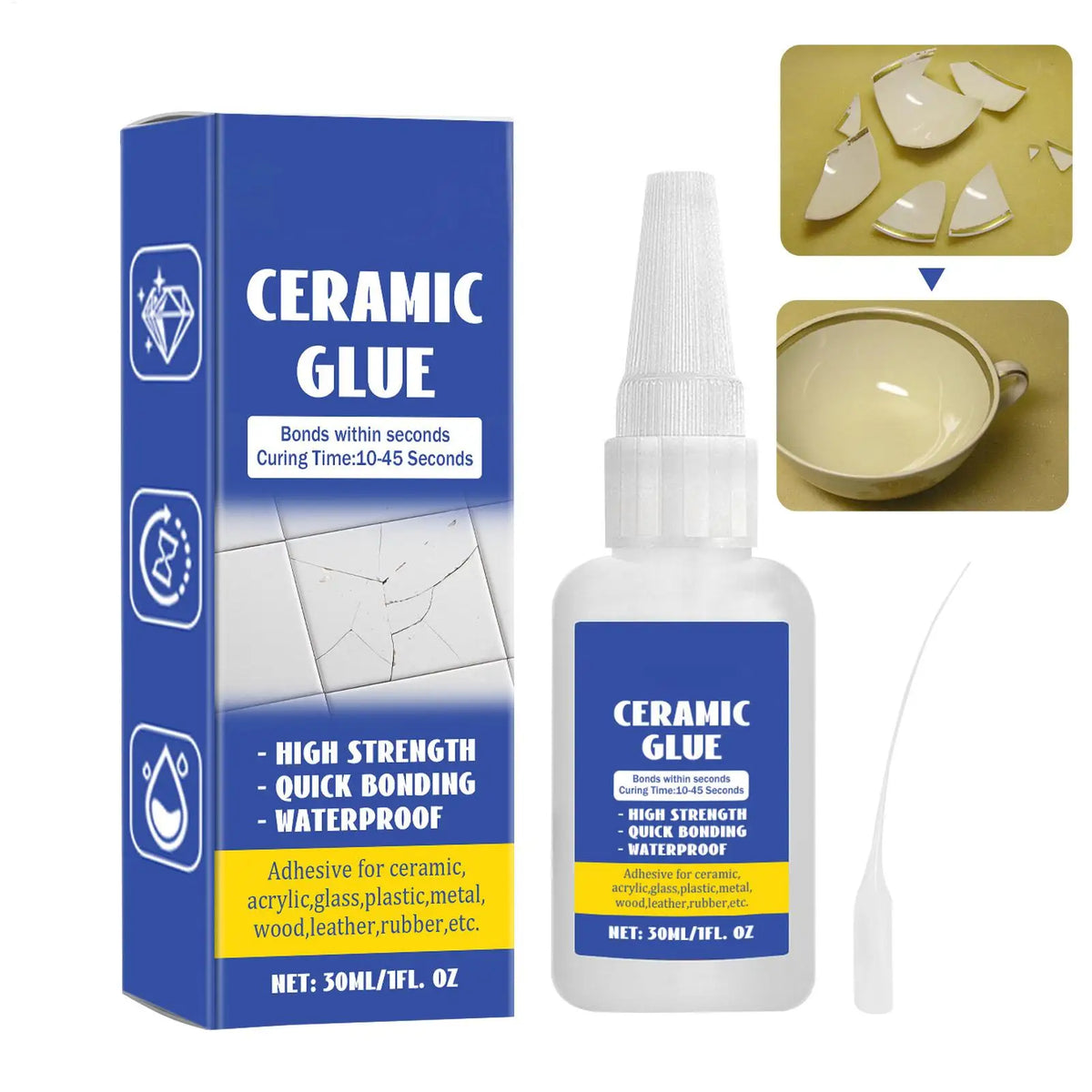 30ml Ceramic Repair Glue | Clear Waterproof Strong Adhesive Ceramic Repair Adhesive QXL
