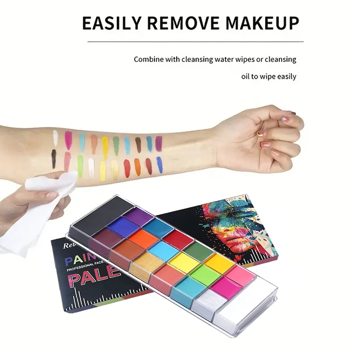 20-Color Face & Body Paint Palette | Halloween & Festivals Face & Body Paint QXL
