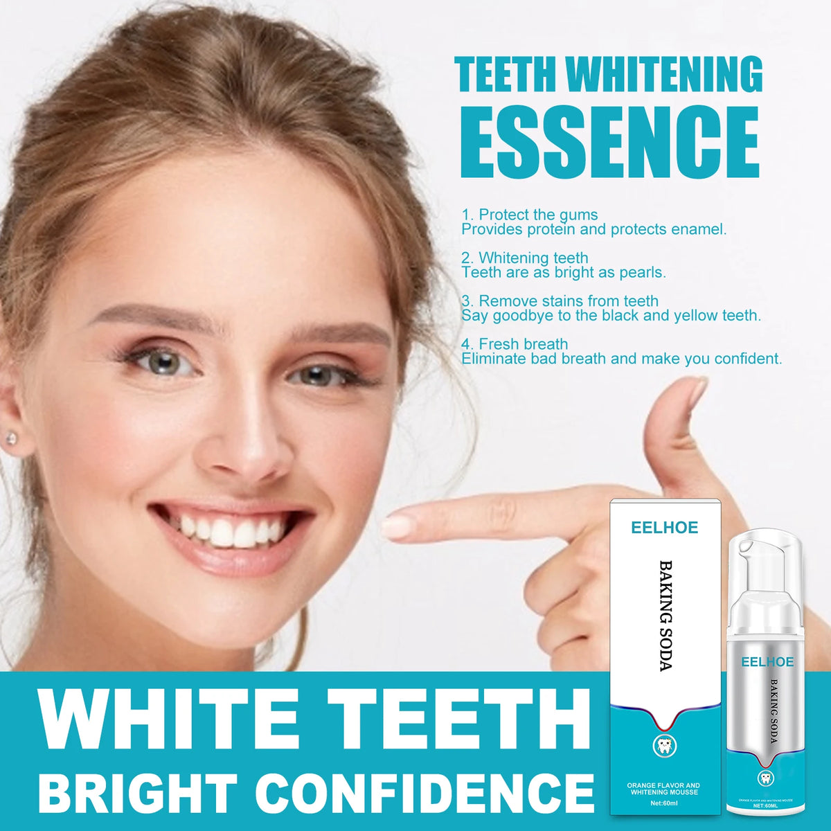 Eelhoe Mint Whitening Foam Mousse Toothpaste | 60ml Pump Whitening Foam Toothpaste QXL