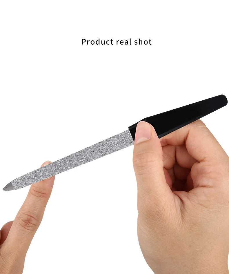Stainless Steel Sword Nail File | Sharp Tip, Double-Sided Grit Metal Nail File QXL