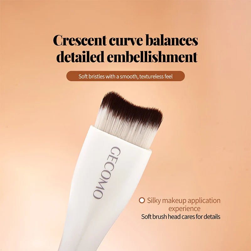 Double-Ended Crescent Foundation Brush | Soft Beginner Makeup Foundation Makeup Brush QXL