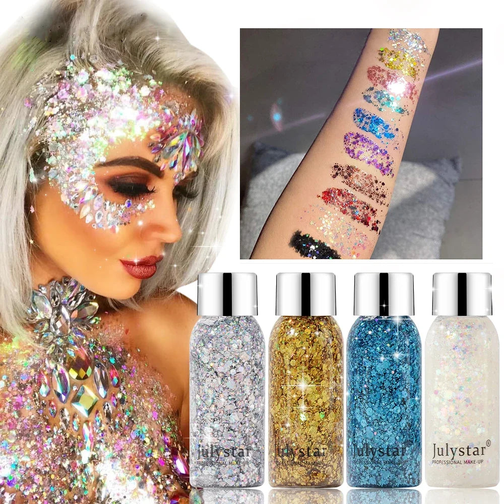 Body Glitter Gel & Face Shimmer | Multicolor Sequins 30ml Body Glitter Gel QXL