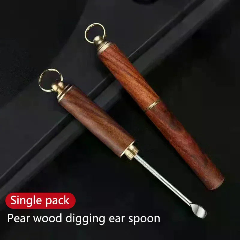 Sandalwood Ear Wax Removal Spoon Keychain | Reusable Earpick Ear Wax Removal Tool QXL