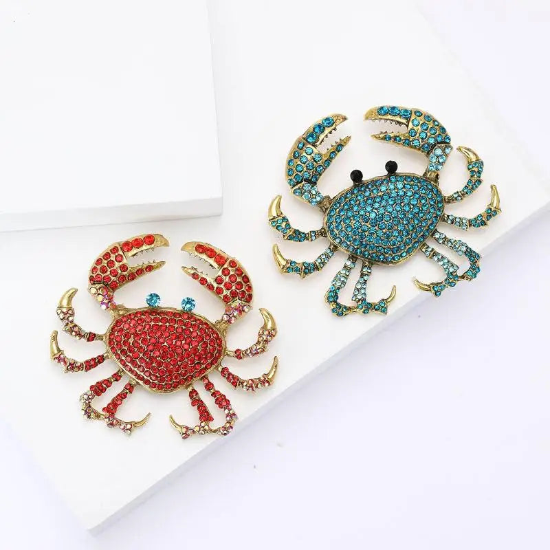 Rhinestone Crab Brooch Pin for Women | Animal Crystal Lapel Pin Brooch Pin QXL