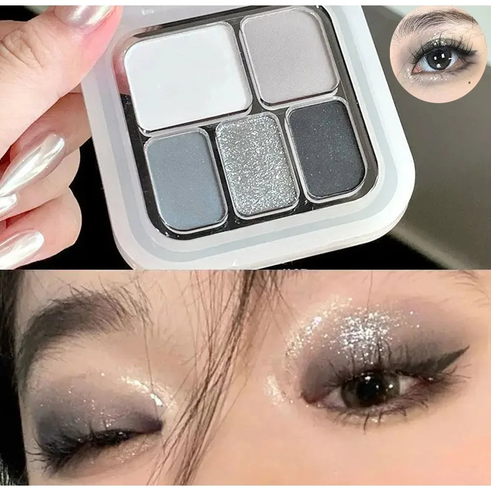 5-in-1 Korean Eyeshadow Palette – Smoky Matte & Shimmer Eyeshadow Palette QXL