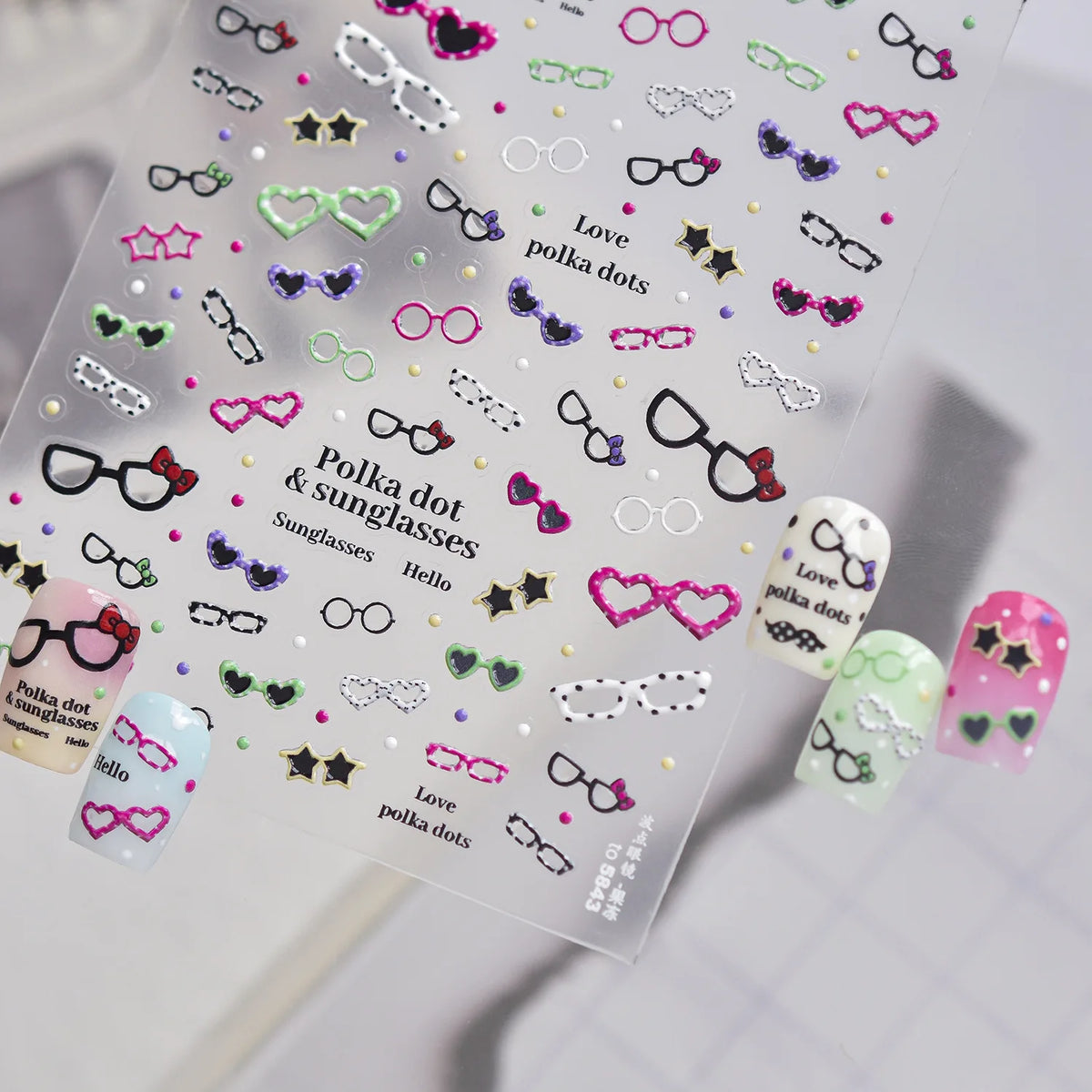 Y2K Retro 5D Nail Stickers | Hearts, Stars & Polka Dots Nail Art Stickers QXL