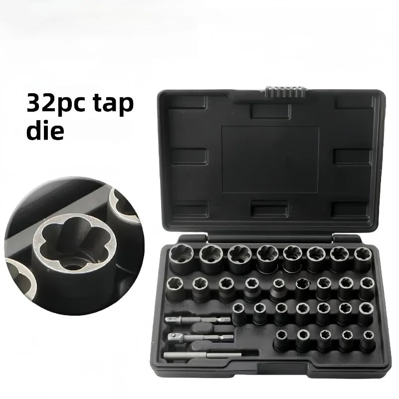 32-Pc Broken Bolt Extractor Set | Stripped Screw Nut Remover Bolt Extractor Set QXL