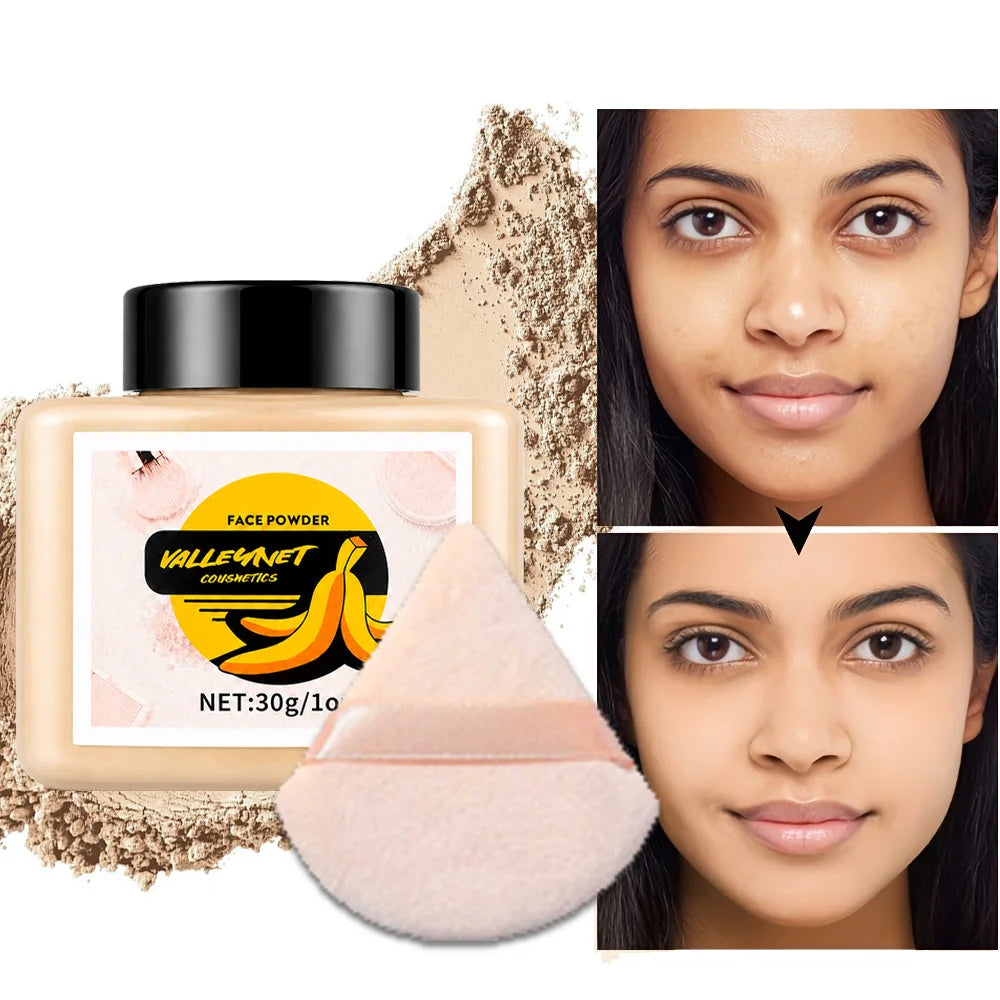 Matte Loose Setting Powder & Puff – Oil Control & Waterproof Loose Setting Powder QXL