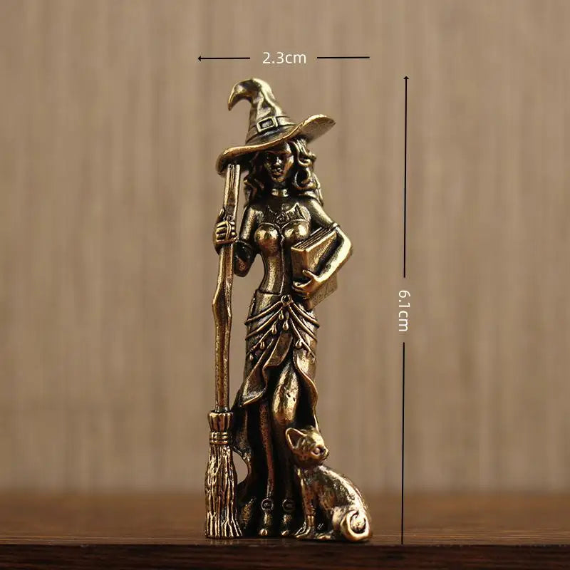 Magic Moon Witch Metal Figurine | Wizard Statue Home Decor Decorative Figurine QXL A