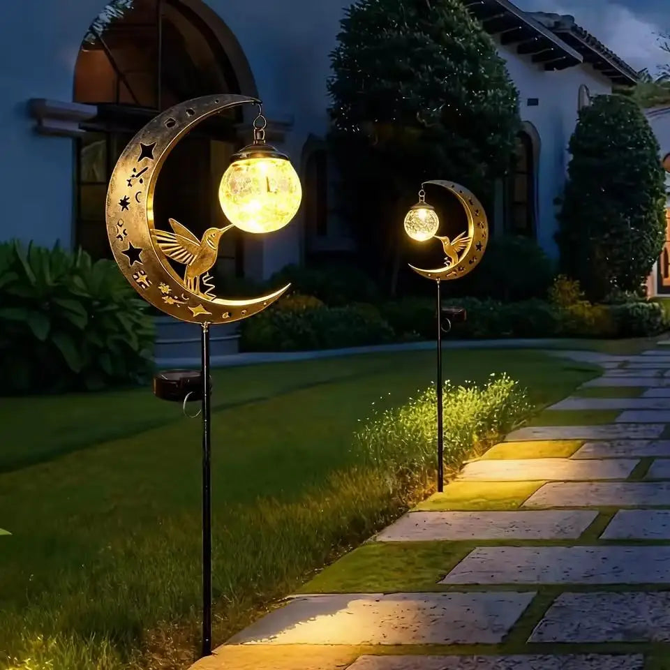 Solar Hummingbird Moon Garden Stake Light | Outdoor Decor Solar Garden Stake QXL