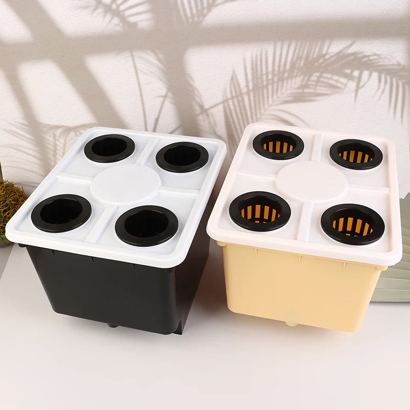 Hydroponic Bucket System with Siphon Elbows & 4-Hole Cover Hydroponic Planter QXL