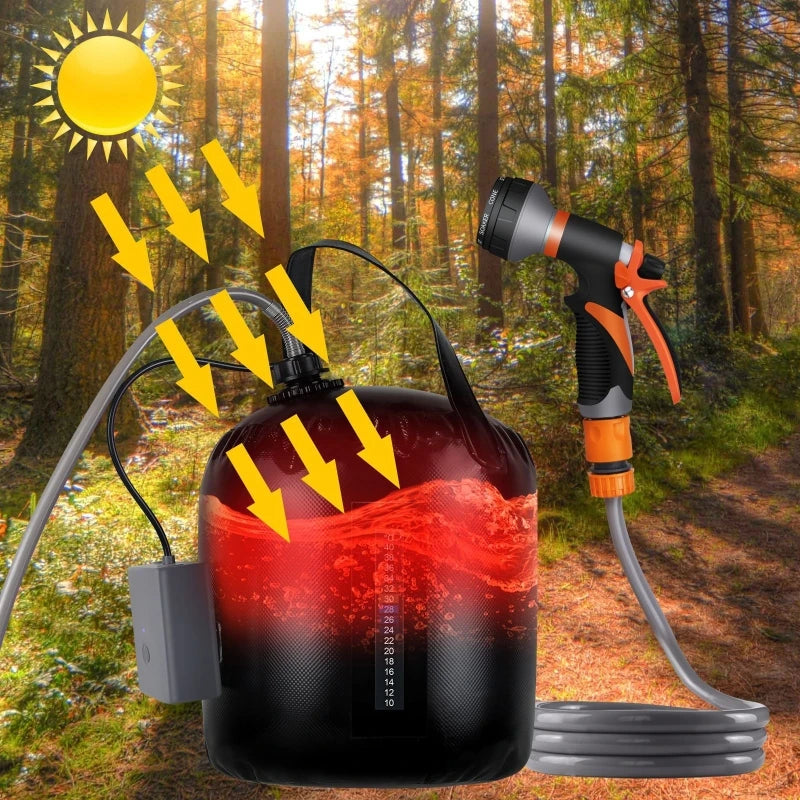 Portable Camping Shower Set | Solar Heated & Rechargeable Portable Camping Shower QXL
