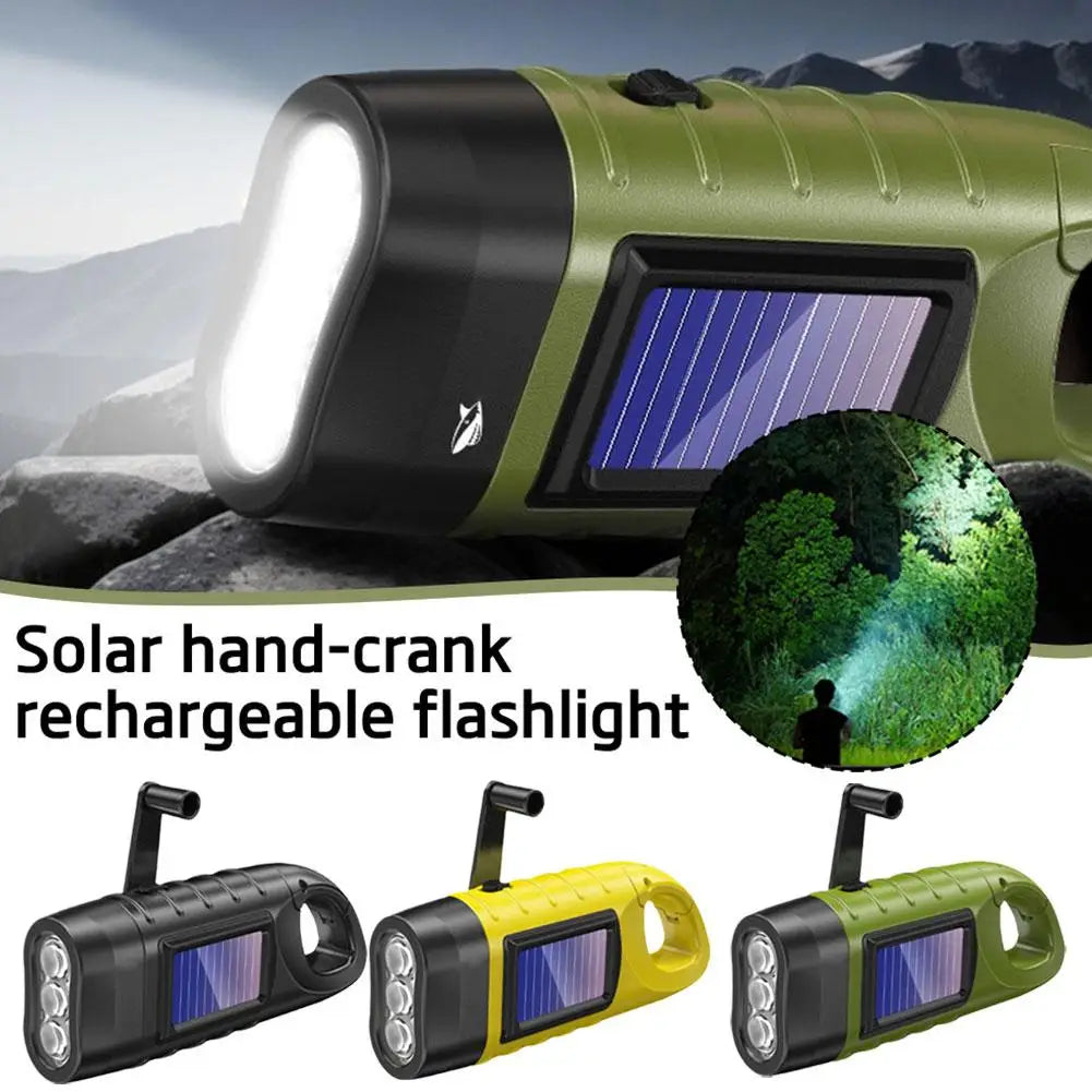 Solar Hand Crank LED Flashlight | 800 Lumen Camping Lantern Camping Flashlight Lantern QXL