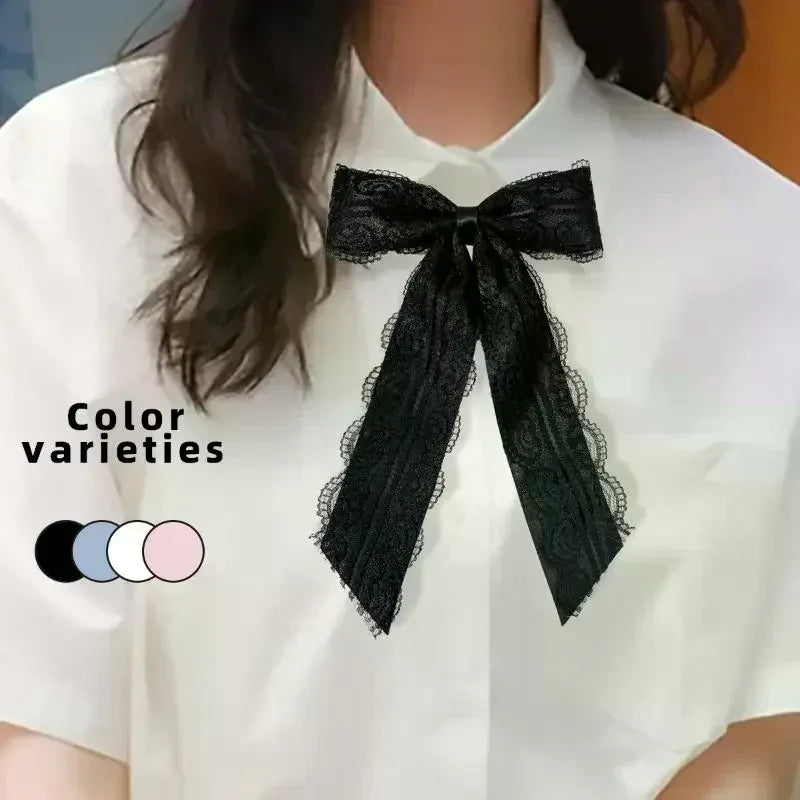 Black Bow Brooch Pin – Women's Collar & Necktie Accessory Bow Brooch Pin QXL