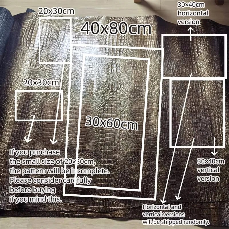 1mm Crocodile Grain Cowhide Leather Sheet | Golden Brown DIY Leather Craft Sheet QXL