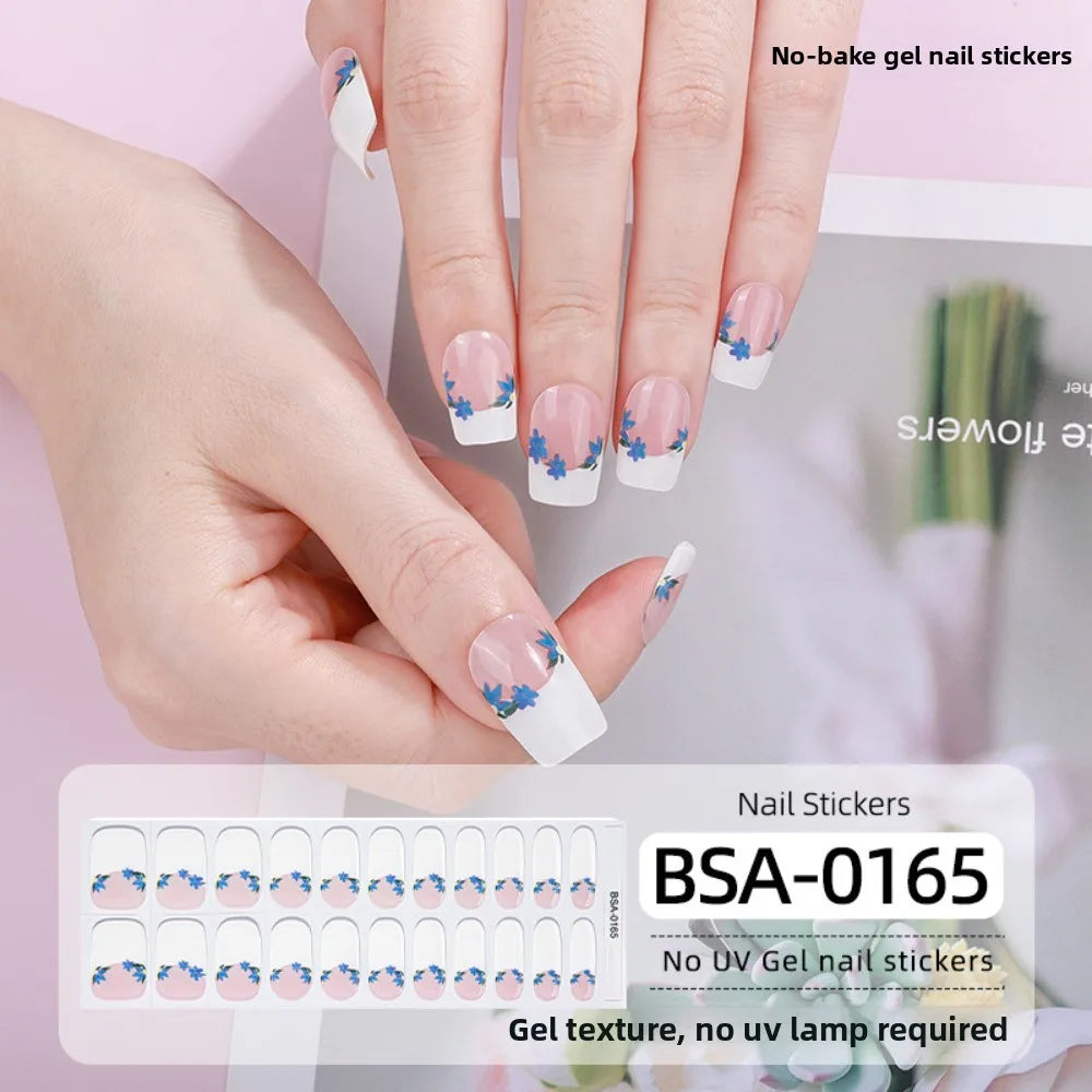 Semi-Cured UV Nail Wraps | French White Edge Full Cover – 22 Strips Semi-Cured Nail Wraps QXL