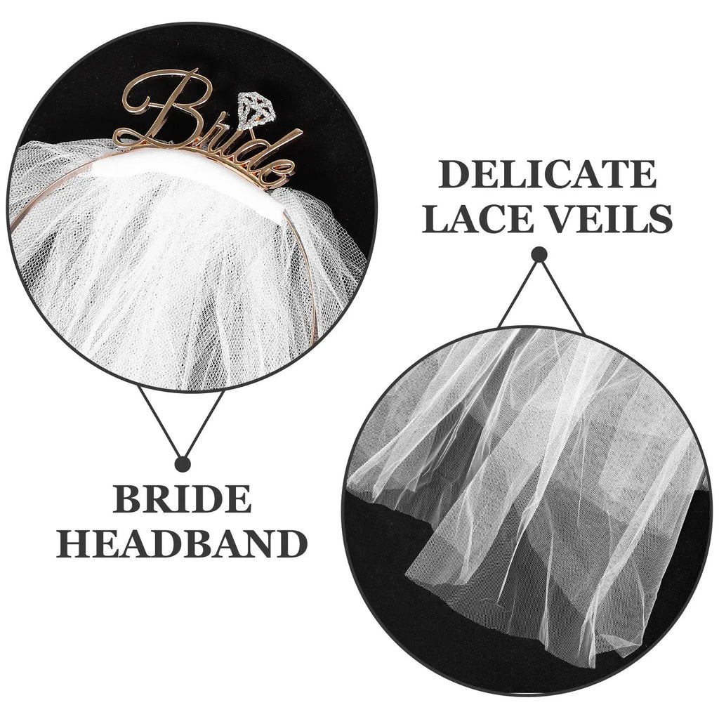 Bride Headband with Veil | Elegant Bridal Headdress Bridal Headband Veil QXL