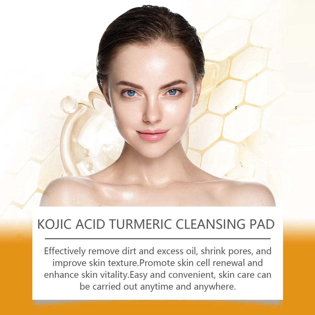 OUHOE Turmeric & Kojic Acid Exfoliating Facial Cleansing Pads 80pk Exfoliating Cleansing Pads QXL