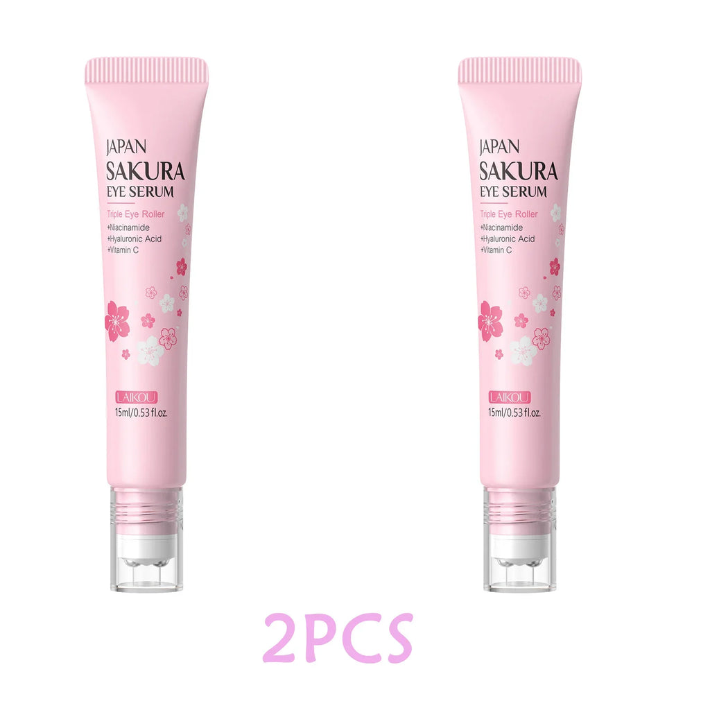LAIKOU Sakura Eye Serum Roller | Brighten & Hydrate 15ml Eye Serum Roller QXL 2PCS