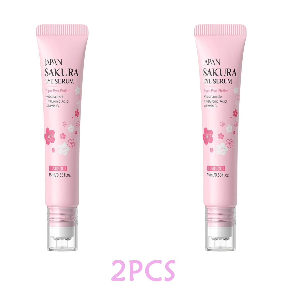 LAIKOU Sakura Eye Serum Roller | Brighten & Hydrate 15ml Eye Serum Roller QXL 2PCS