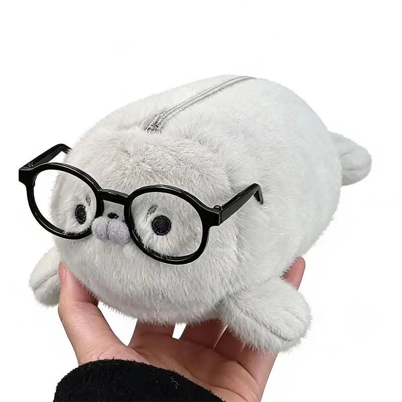 Plush Seal Pencil Case | Large Capacity Cute Stationery Bag Novelty Pencil Case QXL A4