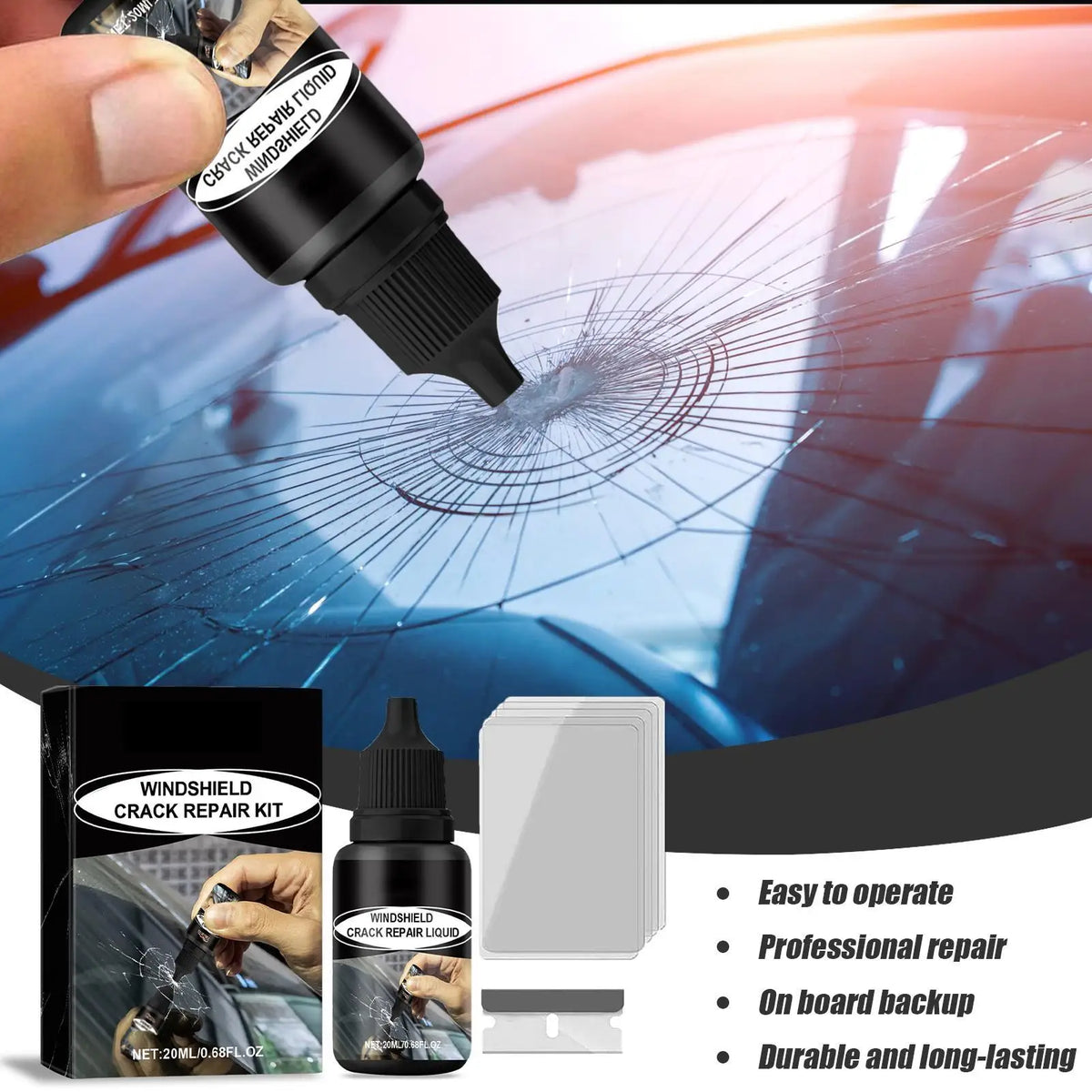 Nano Windshield Repair Kit | Car Glass Scratch & Crack Fix Windshield Repair Kit QXL