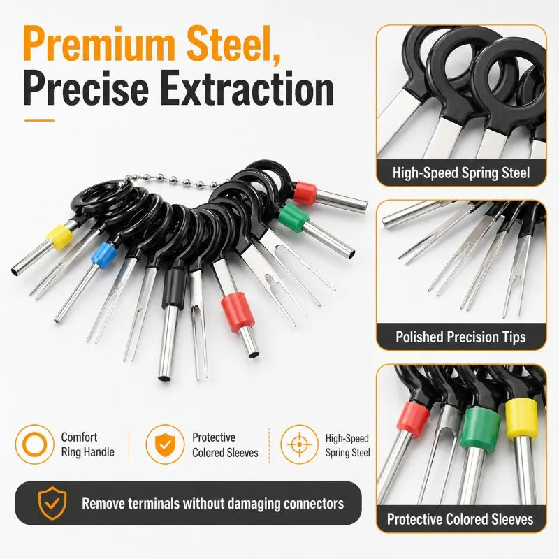 Car Terminal Pin Removal Tool Set | Wire Connector Extractor Automotive Wiring Tool QXL