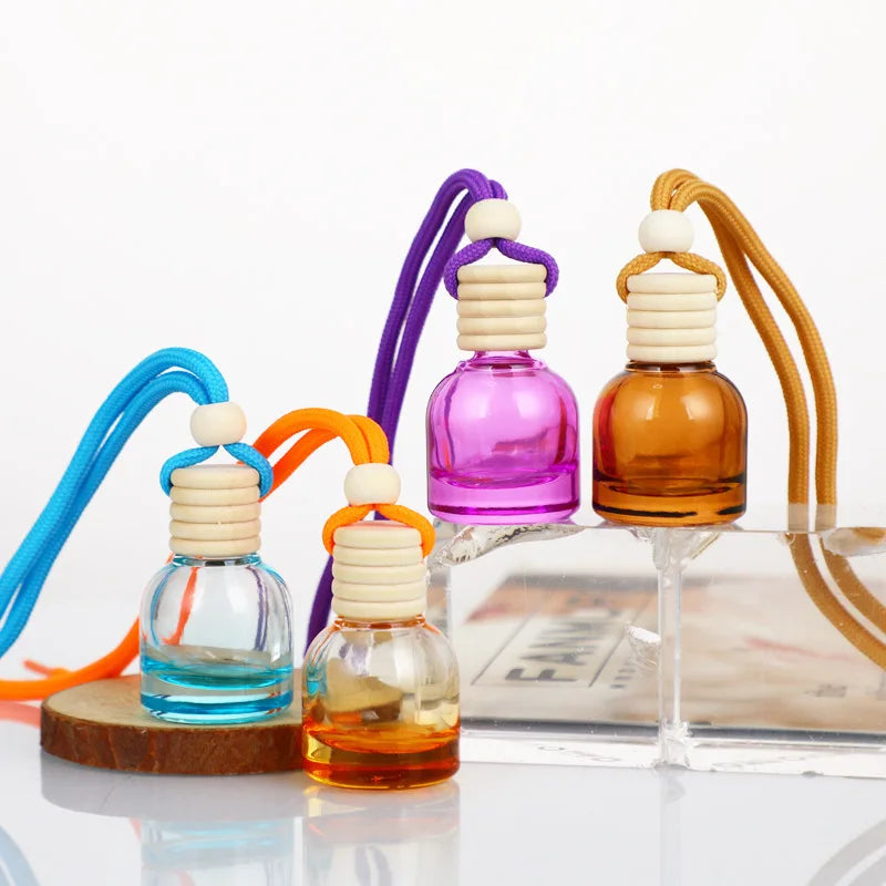 10ml Refillable Car Aroma Bottle with Wooden Cap Hanger Car Aroma Bottle QXL