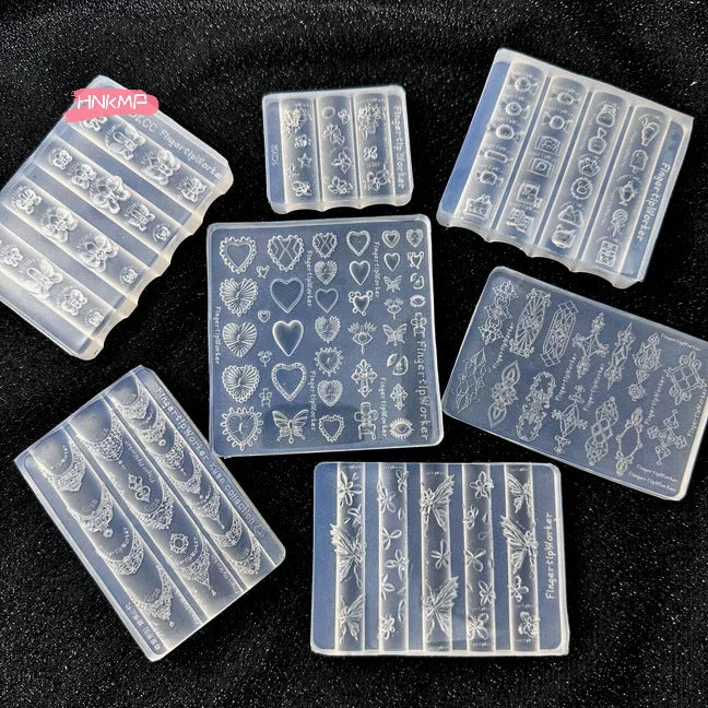 3D Silicone Nail Art Mold | Baroque Heart Butterfly Flower Silicone Nail Mold QXL