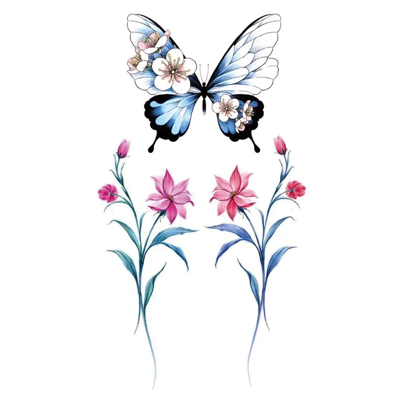 Waterproof Temporary Tattoo Stickers – Rose & Butterfly Designs Temporary Tattoo Sticker QXL