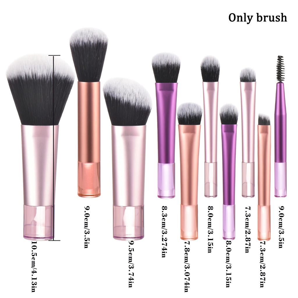 10-Pc Mini Travel Makeup Brush Set | Portable Palm Brushes Travel Makeup Brush Set QXL