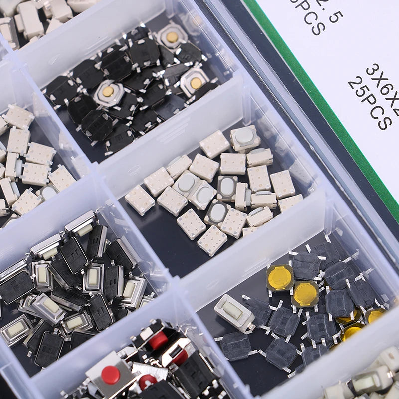250-Pc Tactile Push Button Switch Kit | 10 Types Micro Switches Micro Switch Kit QXL Onesize