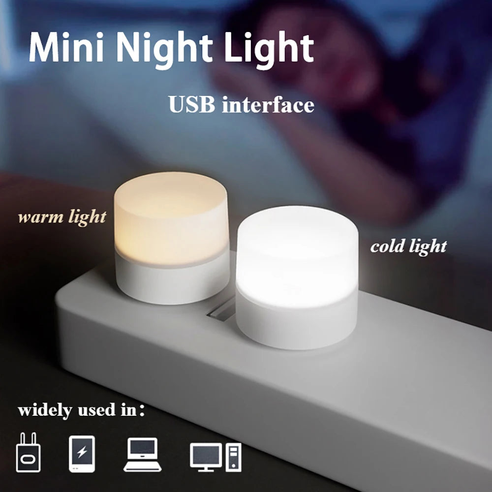 Mini USB LED Night Light Warm White – 1 or 10-Pack USB Night Light QXL