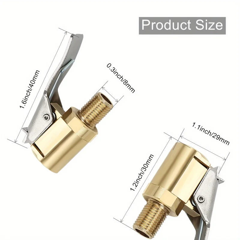Brass Locking Tyre Air Chuck Clip Adapter | Leak-Proof Inflator Tyre Air Chuck Adapter QXL