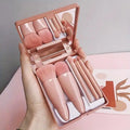 5-Piece Travel Makeup Brush Set with Case & Mirror Travel Makeup Brush Set QXL Bean paste color