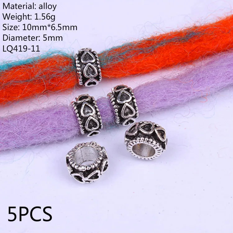5-Pack Viking Dreadlock Beads | Large Hole Braid Accessories